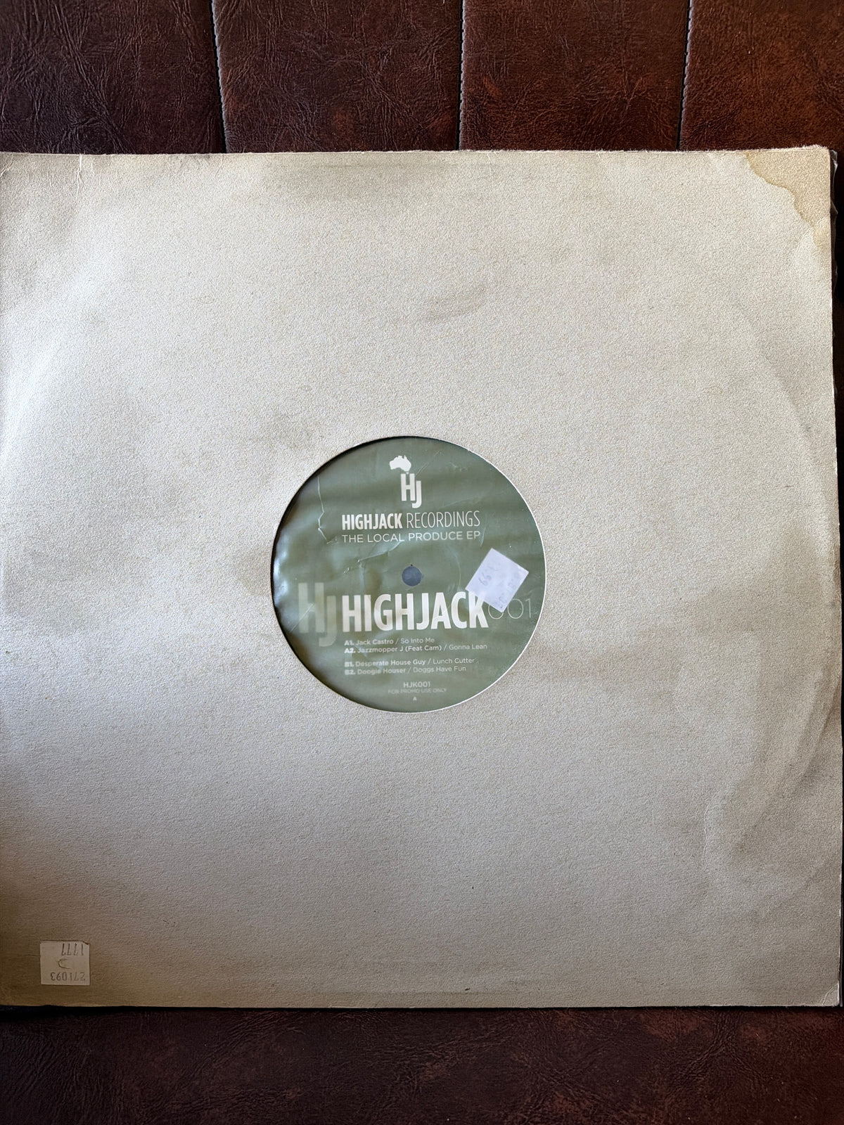 Highjack Recordings – The Local Produce EP vinyl record in plain white sleeve