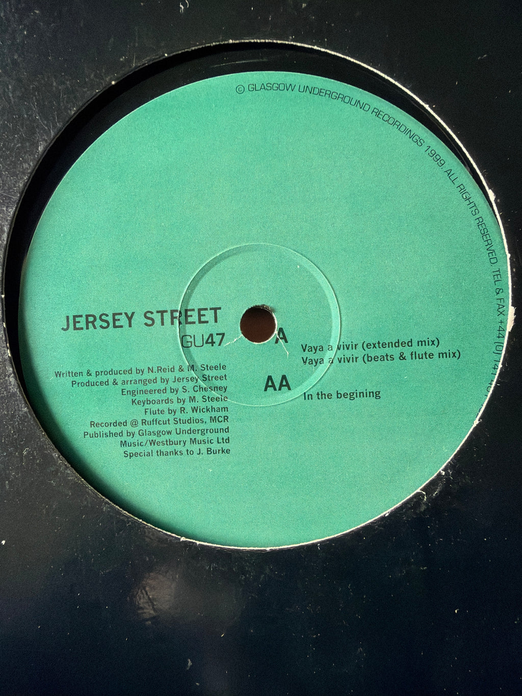 Jersey Street – Vaya a Vivir GU47 vinyl label Glasgow Underground Recordings 1999