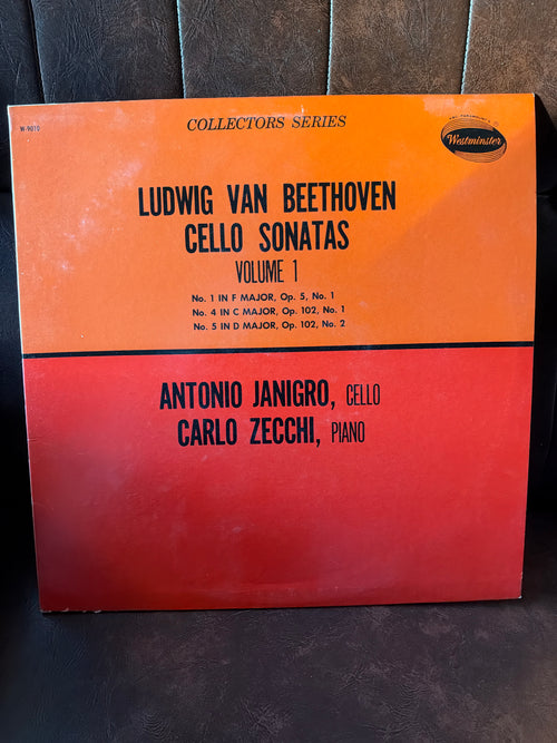 Beethoven Cello Sonatas Volume 1 – Janigro & Zecchi Westminster Collectors Series vinyl LP cover in orange and red