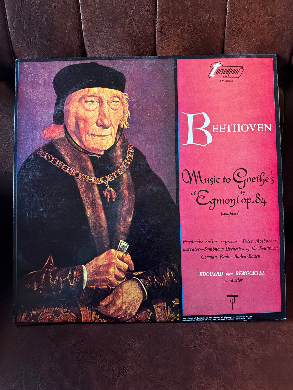 Beethoven Music to Goethe's Egmont Op. 84 – Turnabout Vox vinyl LP cover featuring portrait of Count Egmont