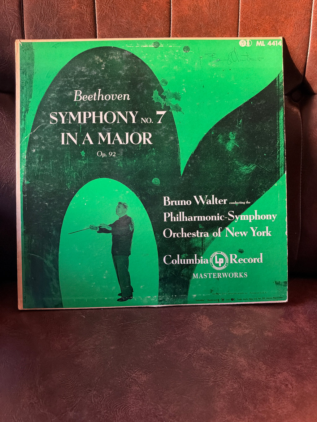 Beethoven Symphony No. 7 in A Major Op. 92 – Bruno Walter conducting Philharmonic-Symphony Orchestra of New York, Columbia Masterworks vinyl LP ML 4414, bold green cover