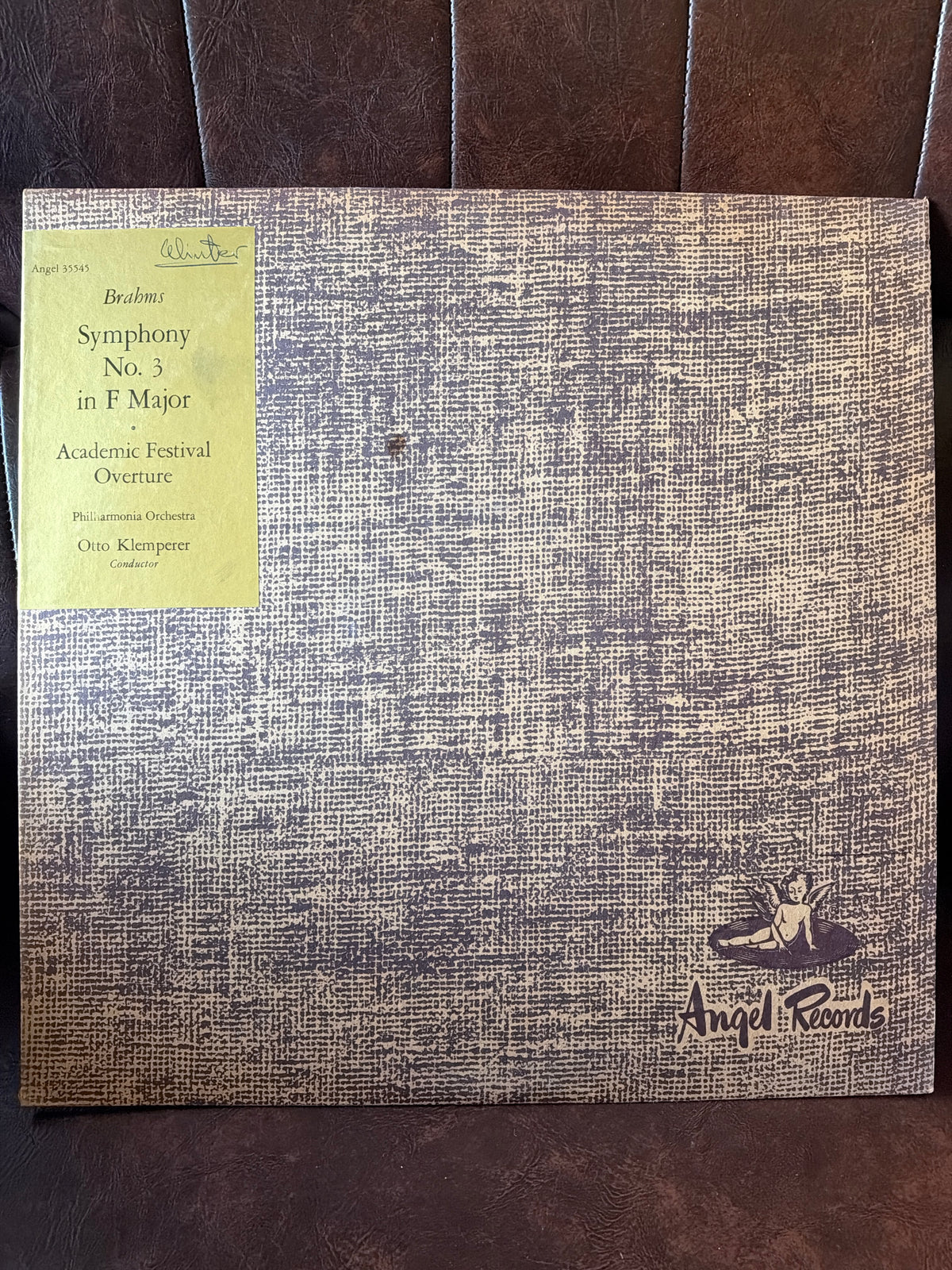 Brahms Symphony No. 3 in F Major – Otto Klemperer, Philharmonia Orchestra – Angel Records 35545 vintage LP sleeve