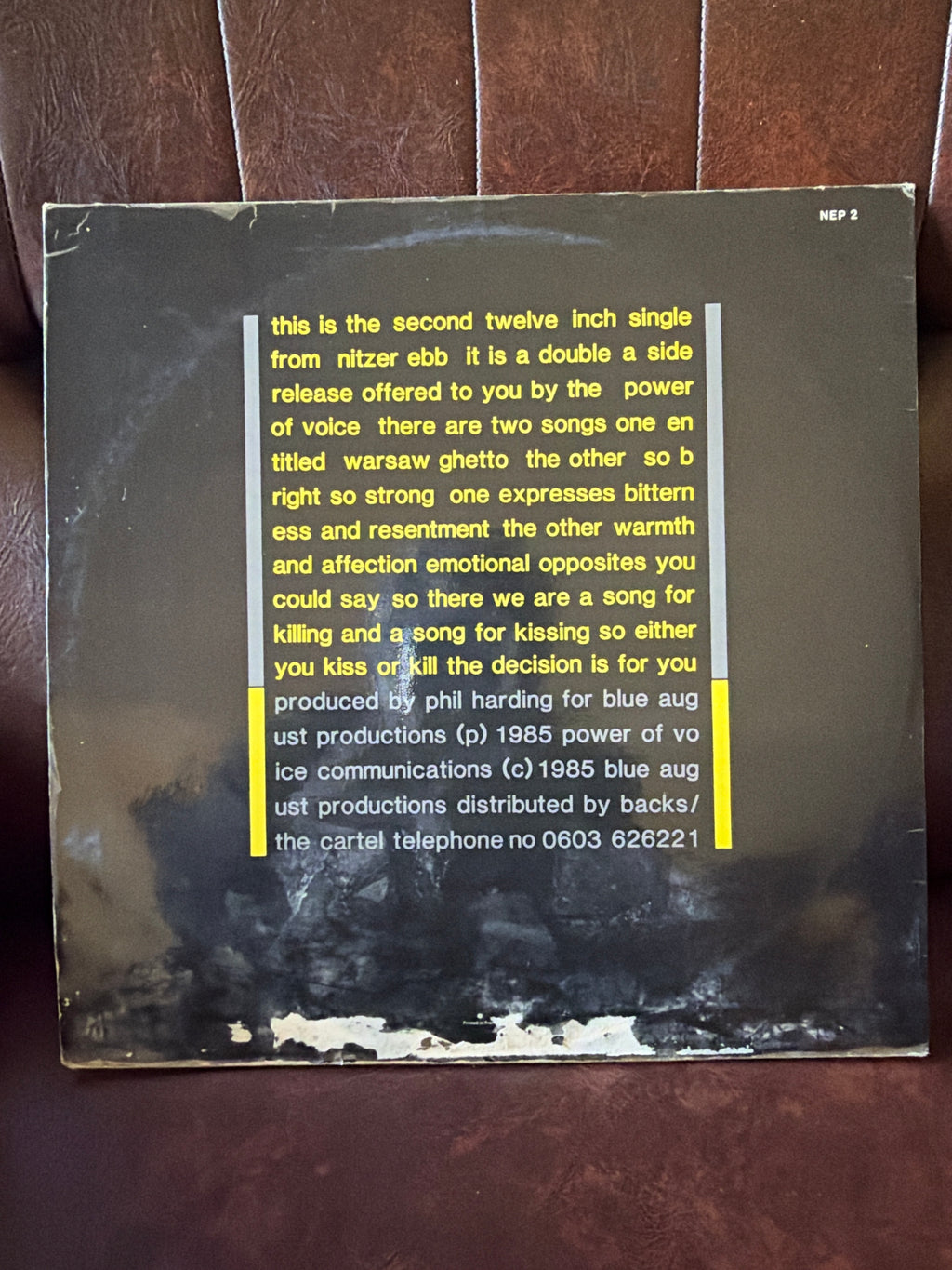 Nitzer Ebb – Warsaw Ghetto / So Bright So Strong vinyl back cover